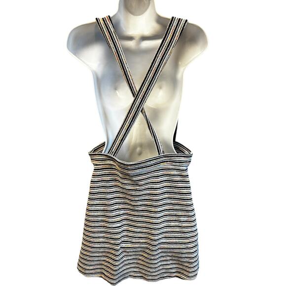 Modcloth Textured Haute On The Horizon Striped Button Down Jumper Overalls Sz L - Picture 2 of 5